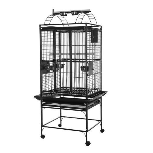 HARI roof cage with play area for parrots, black and antique silver grey, L. 61 x W. 56 x H. 162 cm (24 x 22 x 64 in)