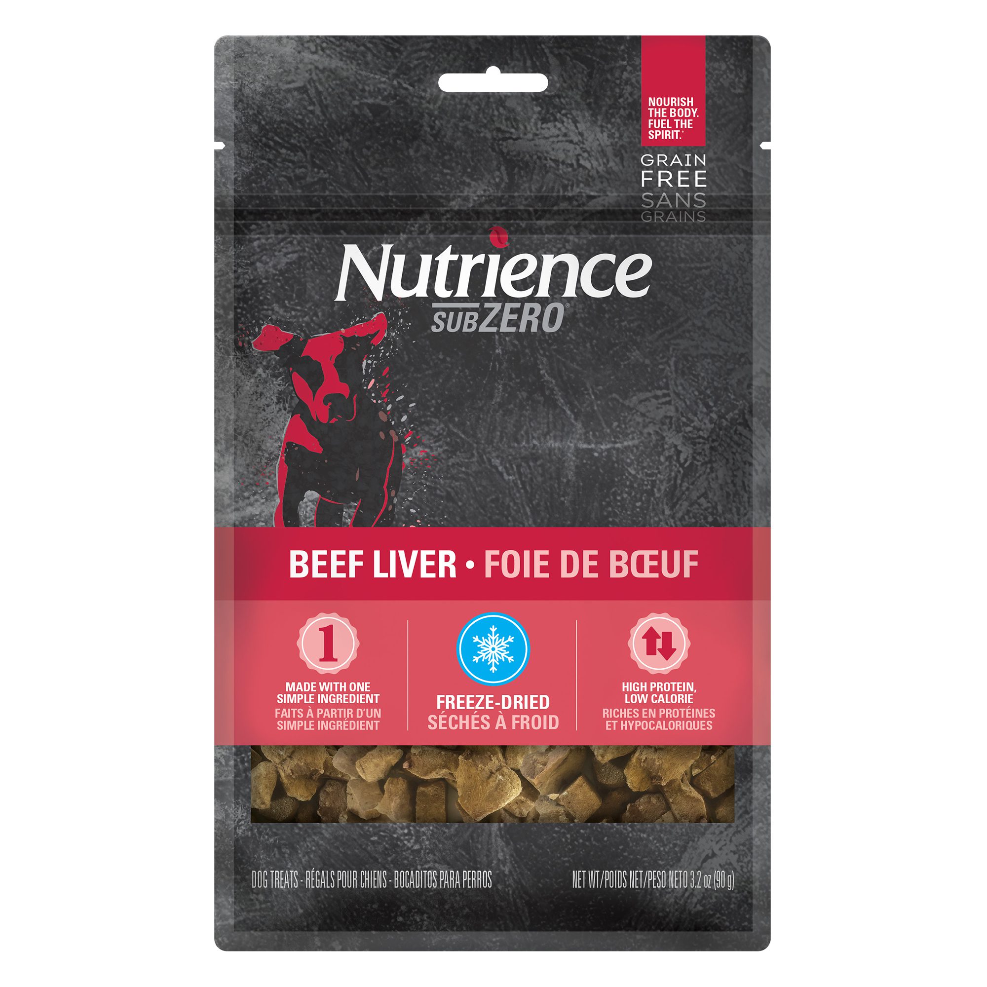 Régals séchés à froid Subzero Nutrience Sans grains à une seule protéine pour chiens, Foie de bœuf, 90 g (3 oz)