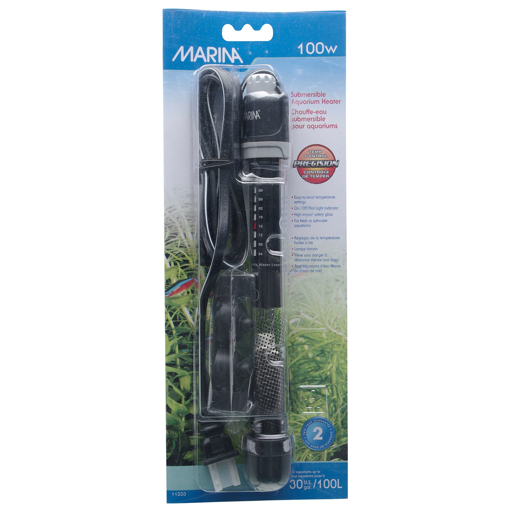 Marina Submersible Pre-Set Aquarium Heater - 100 W - 22 cm (8.5 in)