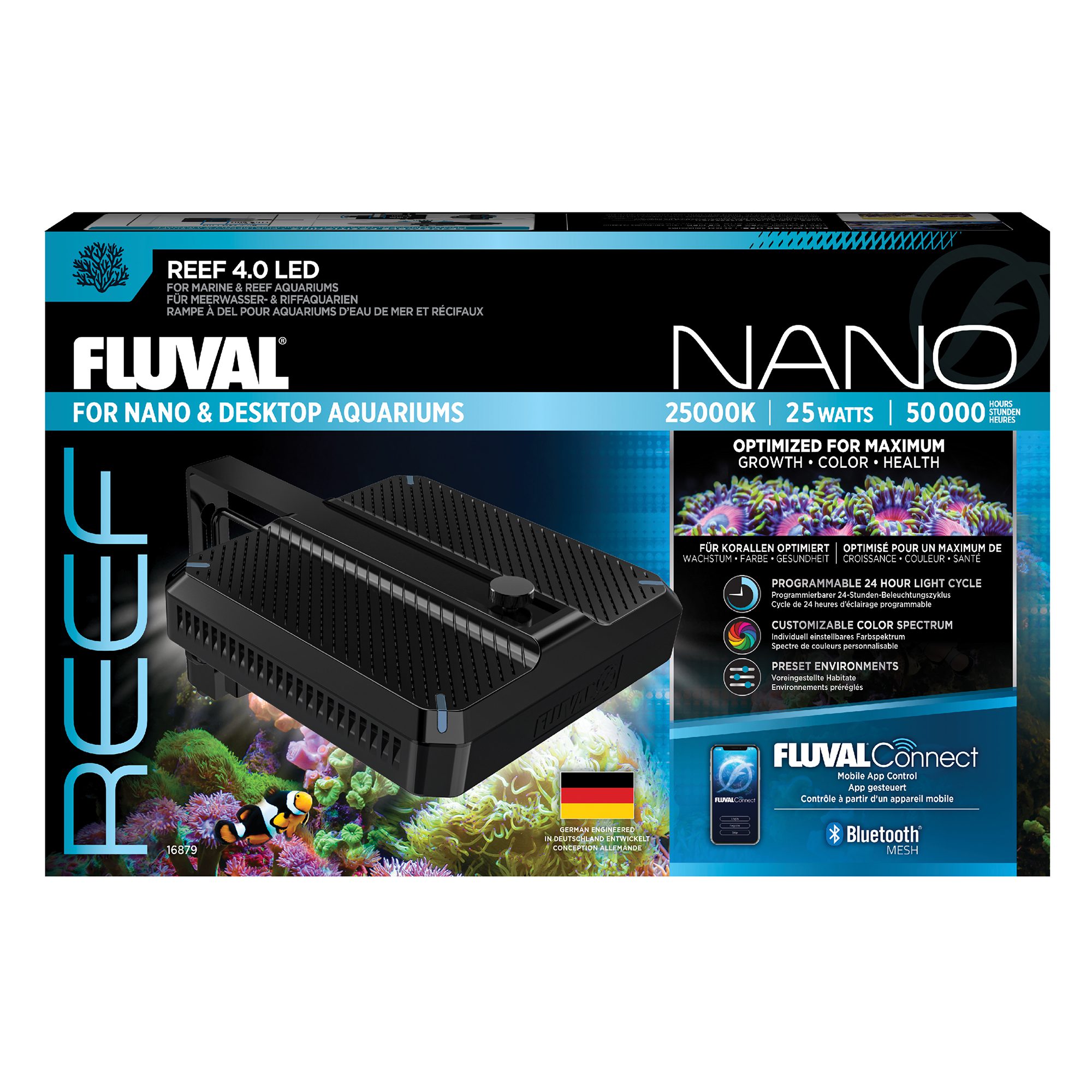 Fluval Reef 4.0 Nano LED for Nano & Desktop Aquariums - 25W - 5.7x5.7 in (14.7 x 14.7 cm)