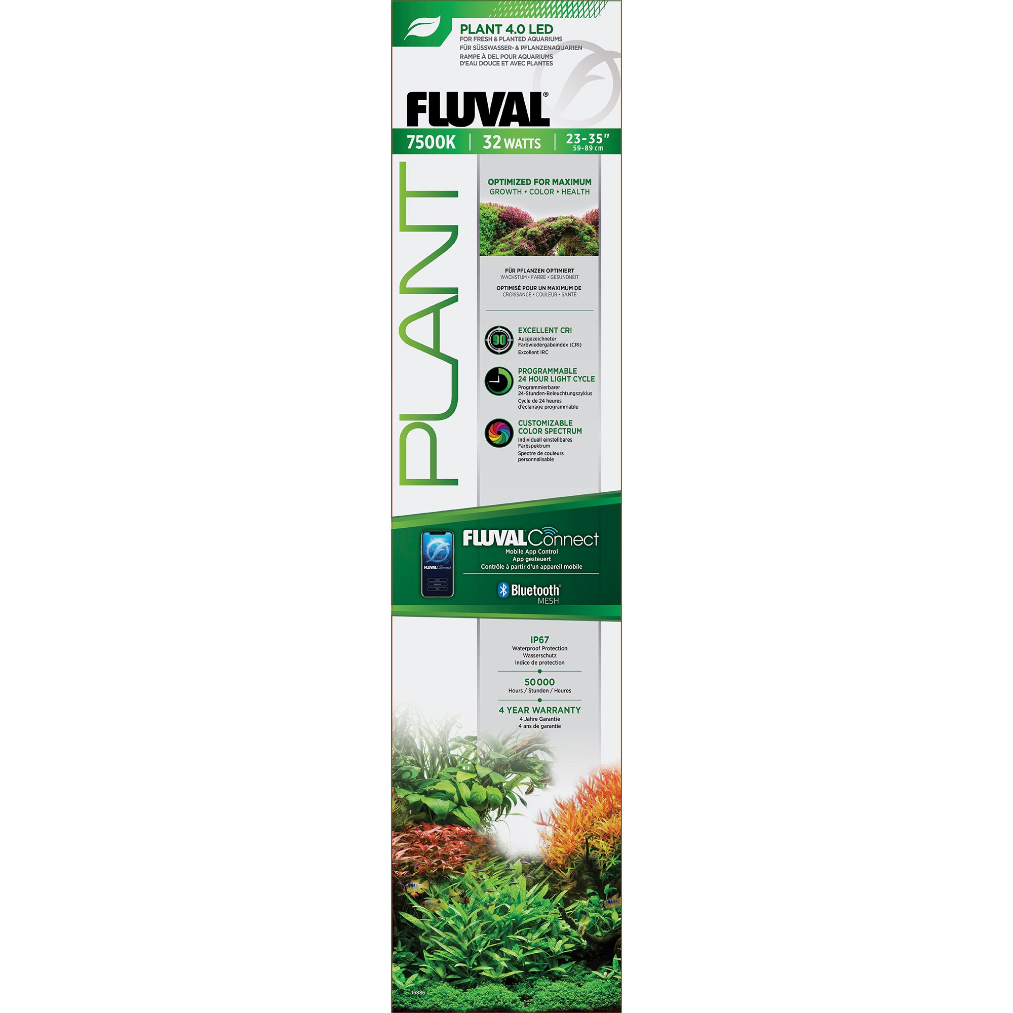 Rampe d’éclairage à DEL Plant 4.0 Fluval, 32 W, 59-89 cm (23-35 po)