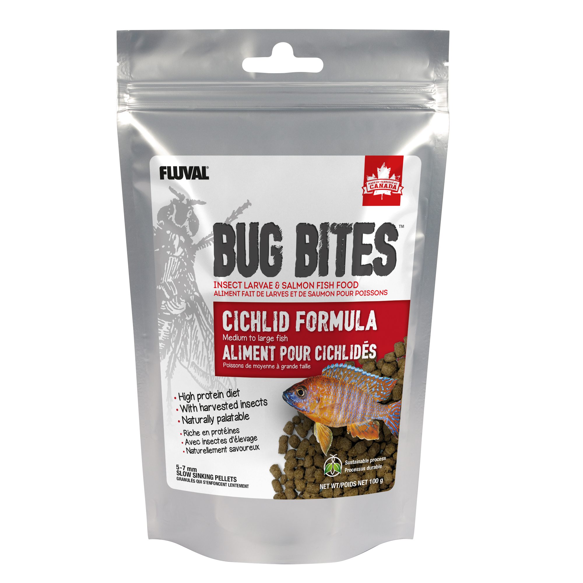 Granulés Bug Bites Fluval pour cichlidés de moyenne à grande taille, 5-7 mm, 100 g