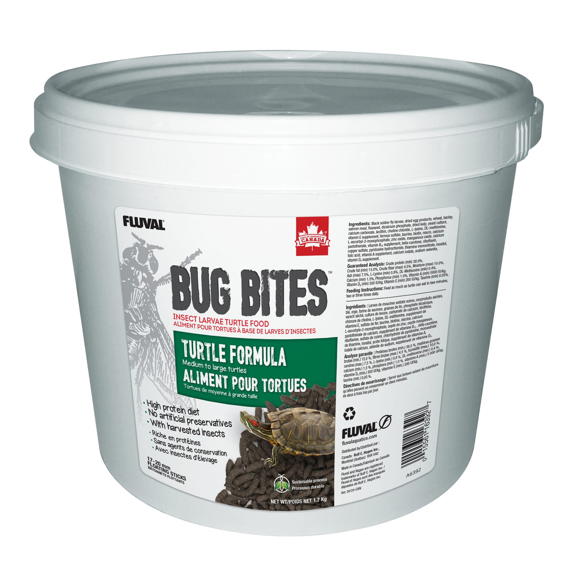 Bâtonnets Bug Bites Nutrafin pour tortues de moyenne à grande taille, 17-20 mm, 1,7 kg (3,7 lb)