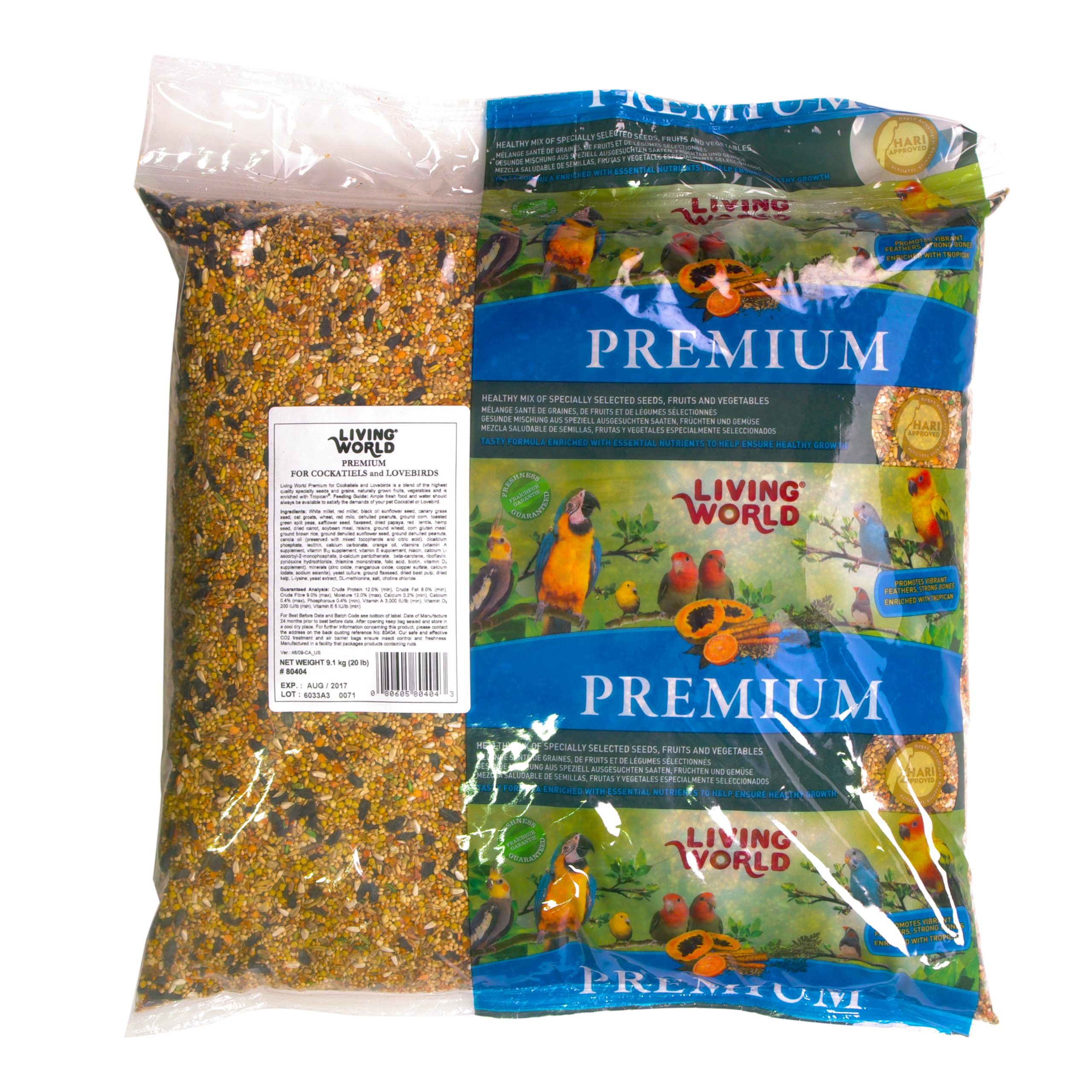 Living World Premium Mix For Cockatiels & Lovebirds - 9.07 kg (20 lb)