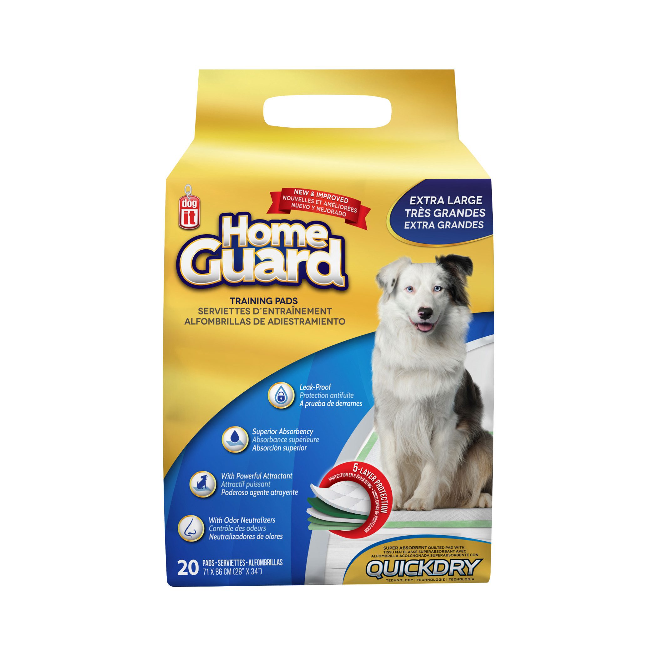 Serviettes d’entraînement Home Guard Dogit pour chien, tres grands, paquet de 20