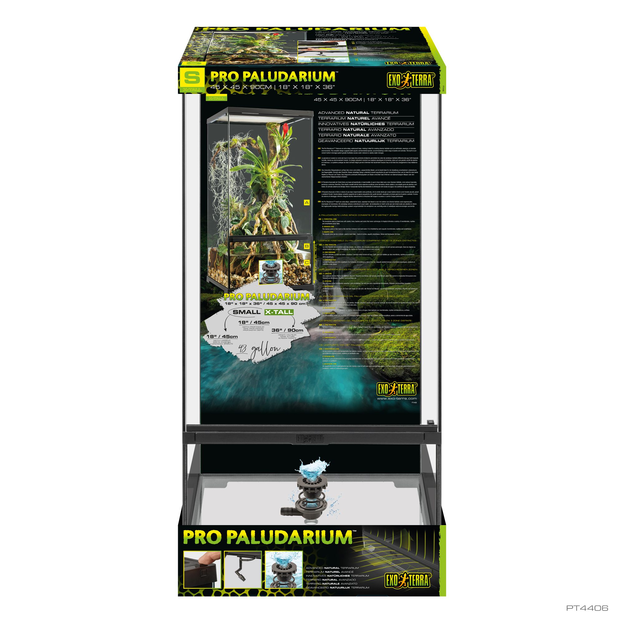 Terrarium professionnel Exo Terra, habitat avancé naturel, petit/haut, 45 x 45 x 60 cm