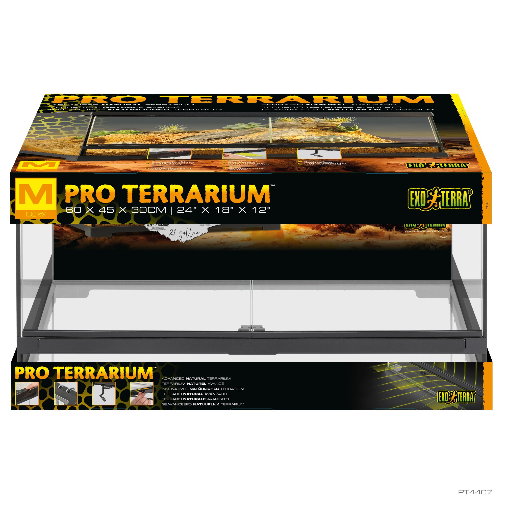 Exo Terra Pro Terrarium Advanced Natural Terrarium - Medium-Low - 60 x 45 x 30 cm