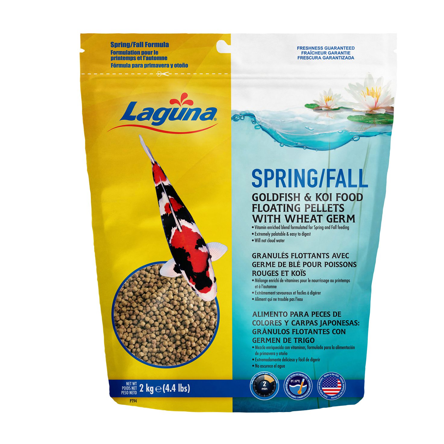 Granulés flottants Laguna avec germe de blé pour le printemps et l’automne, 2 kg (4,4 lb)