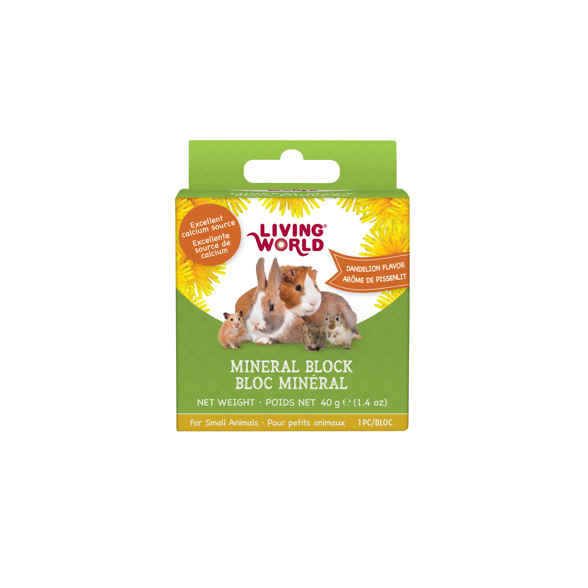 Living World Small Animal Mineral Blocks - Dandelion Flavour - Small - 40 g (1.4 oz)